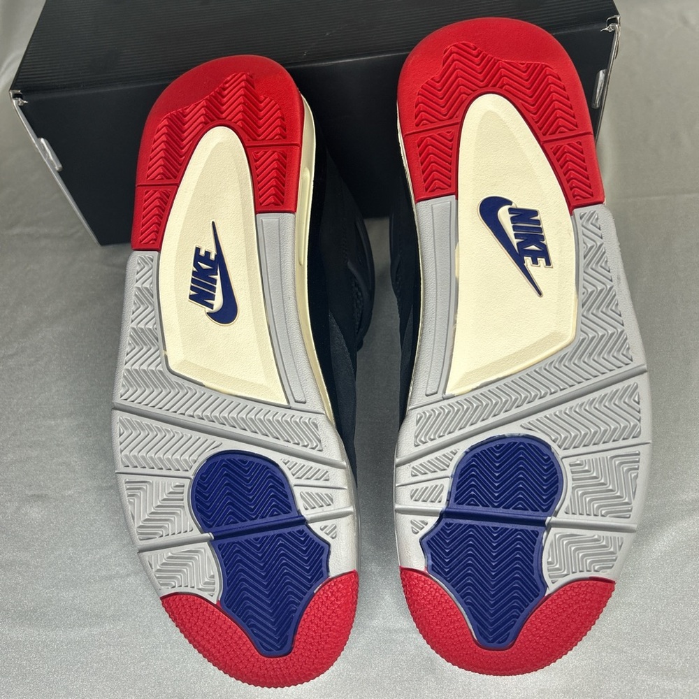 Jordan 4 Retro Rare Air Black and Blue Sneakers with Red Accents Gold Tag - Picture 5 of 7